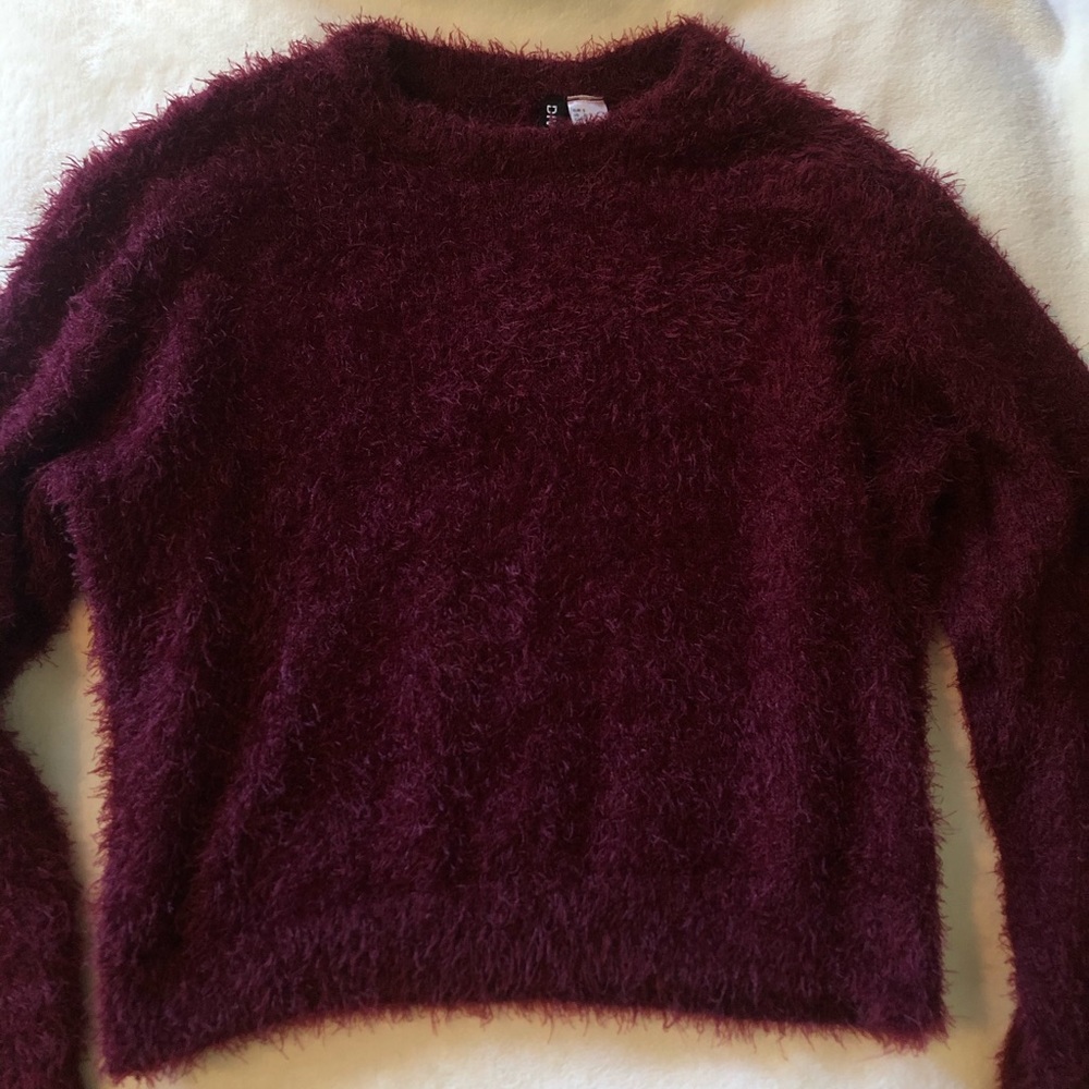 Divided fuzzy red sweater